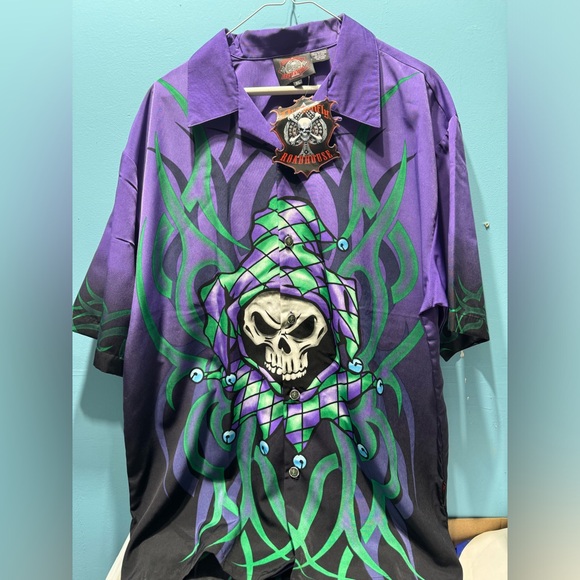 NWT Mens Dragonfly "Joker’s Crypt" Button Down Short Sleeve shirt XL - Picture 4 of 6